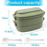 1 x RAW Customer Returns OITUGG Lunch Box 2 Tiers - 1550ml Bento Box for Adults - Lunch Box School for Children, Lunch Box with Compartments and Cutlery, BPA Free, Microwave Safe, Dishwasher Safe, 19 x 12 x 12cm, Green - RRP €16.13