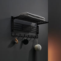 1 x RAW Customer Returns G rbach aluminum towel holder towel rail cloth shelf matt black 7-60MS  - RRP €63.53