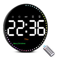 1 x RAW Customer Returns Large Digital Wall Clock with Remote Control, 10 Clock, LED Alarm Clock with Date Day Temperature Timer Countdown 2 Alarms, Non-Ticking for Living Room Office School Fitness - RRP €46.88