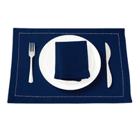 1 x RAW Customer Returns Encasa Cotton Placemats with Openwork Pattern Set of 6 - Scotch Blue 48x33 cm Modern Colors and Washable Fabric Placemats - RRP €20.48