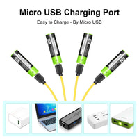 1 x RAW Customer Returns Lithium AA Cell Batteries 4 Pieces , 1.5 V 1250 mAh Double A USB Rechargeable, 4-in-1 micro USB Charging Cable Fast Charging 1.5 h, 3000 Rechargeable Cycles Recyclable Battery - RRP €22.22