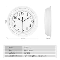 1 x RAW Customer Returns Topkey Silent Kitchen Wall Clock 9 Inch Retro Non-Ticking Decorative Wall Clock for Bedroom and Office - White - RRP €15.85