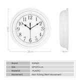 1 x RAW Customer Returns Topkey Silent Kitchen Wall Clock 9 Retro Non-Ticking Decorative Wall Clock for Bedroom Office White - RRP €15.85