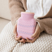 2 x RAW Customer Returns Baby Hot Water Bottle with Knit Cover, Portable Mini Silicone Hand Warmer, Microwave Heating Available, Hot Water Bottle for Hot and Cold Therapy, Fit for Kids and Adults Pink  - RRP €26.52