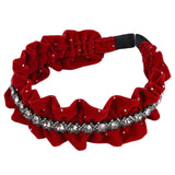 1 x Brand New 1PCS curled wide edge headband with diamond, satin hair ties, fashionable comfortable hair bands, headband, sweet hair accessories for women and girls red  - RRP €18.0