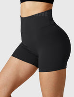 1 x RAW Customer Returns Yiifit Gym Shorts Women 4.5 Sport Shorts Booty Scrunch High Waist Push Up Summer Yoga Shorts Impermeable Short Pants Black Small - RRP €25.99