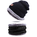 1 x Brand New CO B Beanie Hat Scarf,Warm Hats Headband Scarf Men Women Warm Knitted Hat Scarf Black  - RRP €11.89