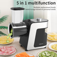 1 x RAW Customer Returns SOKANY 1000W electric vegetable cutter, 5 in 1 electric vegetable slicer, electric shredder with 5 interchangeable drum blades, cheese grater, easy to clean, grater for fruit and vegetables - RRP €75.62