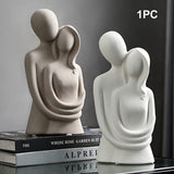 1 x RAW Customer Returns DASNTERED Modern Sculpture Couple Ceramic Sculpture Living Room Ceramic Sculpture Abstract Modern Gift Desk Home Decor Couple Statue - RRP €31.99