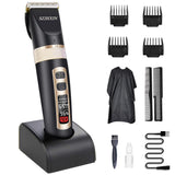 1 x RAW Customer Returns Hair clipper professional, hair clipper men s hair trimmer beard trimmer, electric ceramic blades long hair trimmer cordless beard trimmer with smart LCD display - RRP €30.24