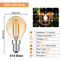 1 x RAW Customer Returns MZYOYO E14 2W LED light bulb, vintage 2W E14 LED lamp, 2W G45 2700K warm white bulb, replaces 10W incandescent lamp, light source retro lighting, not dimmable, amber, 6 pieces - RRP €16.12