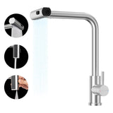 1 x RAW Customer Returns DAYONE Waterfall Kitchen Faucet Extendable, 360 Rotatable Kitchen Mixer Tap with 3 Jet Types, High Pressure Mixer Tap Sink Faucet with Shower, SUS304 Stainless Steel Kitchen Faucet, Brushed - RRP €55.56