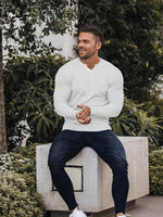 1 x RAW Customer Returns Agilelin Men s Long Sleeve T Shirts, Stretch Muscle Shirts, Slim Fit V-Neck Shirts, Casual Ribbed Shirt, Workout Top White XL  - RRP €23.18