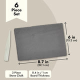 1 x RAW Customer Returns Juvale 6-piece set of small slate plates, perfect as a breakfast board, serving plate, serving tray - for cheese, cold cuts, tapas, sushi - chalk included, gray, 15.2 cm x 0.3 cm x 22.2 cm - RRP €22.61