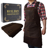 1 x Brand New ecoZen Lifestyle Woodworking Apron for Men - Carpenter Apron for Workshop, Perfect Woodworking Gift, Durable Waxed Canvas, Workshop Tool Aprons, - RRP €74.98