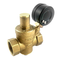 1 x RAW Customer Returns QWORK DN20 brass water pressure reducer with pressure reducer manometer - RRP €19.6