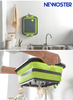 3 x RAW Customer Returns Multifunctional Foldable Cutting Board With Integrated Sieve, Portable Camping Foldable Small Lightweight Plastic, Silica Gel Foldable Kitchen Board Sink Drainer Basket For Fruit Vegetables Picnic Green  - RRP €56.16