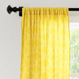 1 x RAW Customer Returns Encasa Homes Polyester Semi-Transparent Printed Door Curtains with Tie Back 142 x 183 cm 6 ft , Yellow Trellis - 2 Pack - Non-Shrink Machine Washable - RRP €23.27