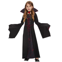 1 x RAW Customer Returns FORMIZON Vampire Costume Girls, Gothic Vampire Costume with Rose Ruby Necklace, Black Red Vampire Halloween Dress for Children Girls, Vampire Princess Costume for Halloween, Mardi Gras, Carnival 110  - RRP €18.65