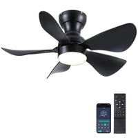 1 x RAW Customer Returns Mpayel Ceiling Fans with Lighting Black - 76cm Small Ceiling Fan with Light and Remote Control, Dimmable, Low Profile Ceiling Fan with 5 ABS Blades for the Bedroom - RRP €100.84