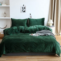 1 x RAW Customer Returns Omela Warm Fleece Winter Bed Linen 200x220 Dark Green Cashmere Touch Plush Duvet Cover with Pillowcase 80x80 cm 3 Pieces Fluffy Coral Fleece Microfiber Winter Bedding Set Zipper - RRP €47.28