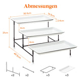 1 x RAW Customer Returns Lifewit 3 Tier Plastic Serving Tray for Party, 36 17cm Food Serving Platters, Reusable Trays with Sturdy Folding Stand for Vegetables, Fruits, Cookies, Dessert, Black - RRP €27.42