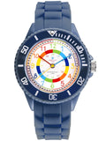 1 x RAW Customer Returns Alienwork Kids Learning Watch Children s Watch Boys Girls Navy Blue Silicone Strap Multi-Colored Children s Watch Waterproof 5 ATM Time Learning - RRP €23.59