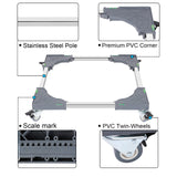 1 x RAW Customer Returns WBD WEIBIDA washing machine base with 4 lockable castors, bear load 200KG washing machine base, adjustable width 40-62cm, height 11cm trolley, dryer, refrigerator - RRP €34.99