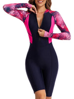 1 x RAW Customer Returns Ecupper Women s One-Piece Swimsuit Rash Guard Zip Up Long Sleeves Surfing Swimwear Built in Bra Swimsuits Zip Neoprene Free Rose Red L - RRP €39.98