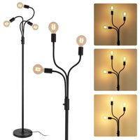 1 x RAW Customer Returns Rayofly Industrial Dimmable Floor Lamp, 3-Light Black Vintage Floor Lamp, Retro Adjustable Branch Floor Lamp with Rotary Switch, High 170cm, Metal Floor Lamps for Living Room, Bedroom - RRP €70.58