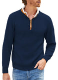 1 x Brand New Elegancity Men s Sweater Knitted Pullover Stand-Up Collar Troyer Winter Sweater With 1 4 Zip Turtleneck Long Sleeve Chunky Knit Sweater Blue, L - RRP €17.14