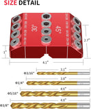 1 x RAW Customer Returns 30 45 90 degree angle drilling aid for angled straight holes, 4 sizes of drill bushings, angle drilling guide, vertical dowel aid, drilling jig, drill guide, mobile drill stand holder bracket - RRP €32.99