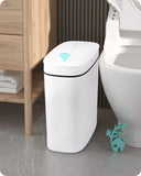 1 x RAW Customer Returns Baffect Bathroom Trash can with sensor 9.5 L, slim trash can with lid bathroom, automatic trash can for the kitchen, electric trash can with sensor white plastic - RRP €43.47