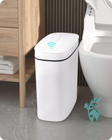 1 x RAW Customer Returns Baffect Bathroom Trash can with sensor 9.5 L, slim trash can with lid bathroom, automatic trash can for the kitchen, electric trash can with sensor white plastic - RRP €43.47