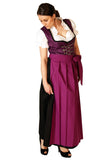 1 x RAW Customer Returns Alpine fairy tale, 3 parts. Dirndl set long - traditional dress, blouse, apron, size. 50, purple - ALM500LI - RRP €65.45