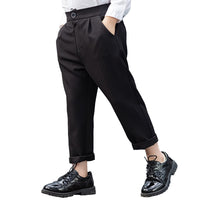 1 x RAW Customer Returns LOLANTA Boys Suit Pants, School Uniform Pants for Kids, Adjustable Waist, Black Gray Khaki, 2-13 Years 6-7 Years,Black,Tag 130 - RRP €26.98