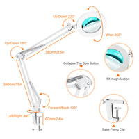 1 x RAW Customer Returns YOUKOYI LED Magnifying Lamp with 5X Lens Metal Swing Arm Desk Lamp Continuously Adjustable 3-Color Modes White - RRP €43.99