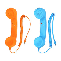 1 x Brand New sourcing map 2Pack 3.5mm Retro Telephone Handset Phone Receiver MIC Microphone Speaker Anti-receiver for Microphone Speaker Orange Blue - RRP €26.4