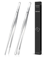 2 x RAW Customer Returns 2 Pack 30.5cm Cooking Tweezers Tongs Precision Serrated Tips, Stainless Steel Professional Cooking Tweezers Kitchen Tools for Grilling, Plating and Serving Silver  - RRP €37.32