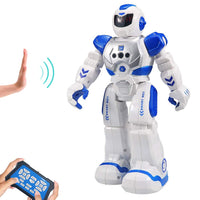 1 x RAW Customer Returns HUSAN Remote Control Robot for Kids Smart Programmable Robot with Infrared Controller Toy Dancing Singing Moonwalking and LED Eyes Gesture Recognition Robot Kit Blue  - RRP €26.8