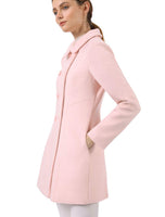 1 x RAW Customer Returns Allegra K Women s Coat Long Sleeve Peter Pan Collar Double Breasted Pockets Winter Trench Coat Pink M - RRP €90.74