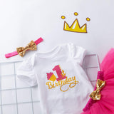 1 x RAW Customer Returns 3PCS Baby Girl Clothes Newborn Princess Birthday Outfit Short Sleeve Romper Tutu Skirt Headband Set - RRP €19.18