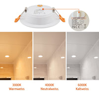 1 x RAW Customer Returns da LIGHT LED recessed spotlight 230V flat 5W set of 10, radiant LED recessed lights, bathroom LED spot 3000 4000 6000K, ceiling spotlight IP54 for bathroom, living room, kitchen, bedroom - RRP €41.34