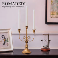 1 x Brand New Romadedi 3-Arm Candle Holder, Vintage Metal Candle Holder, for Bar Candlesticks, Wedding, Party, Christmas, Table Decoration, Fireplace, Decorative Table for Living Room - RRP €19.15