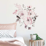 1 x RAW Customer Returns WandSticker4U - Watercolor wall sticker vintage FLOWER TENDON in soft pink I Wall pictures 58x52 cm I Wall decoration flower blossom plant leaves I Wall sticker for living room bedroom children s room kitchen furniture - RRP €9.98