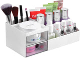 1 x RAW Customer Returns Winter Shore White Make Up Organizer - Multifunctional Cosmetic Organizer for Dressing Table, Chest of Drawers, Vanity - Organizer Makeup Desk Accessories with Dividers 2 Drawers - RRP €12.1