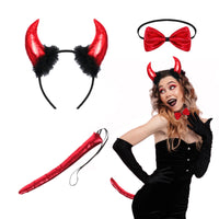 12 x RAW Customer Returns IWTBNOA 3pcs Devil Horns Costume Set, Devil Costume Women, Devil Horns Headband, Halloween Costume Women Devil with Bow Tie, Devil Tail and Devil Horn, for Adults Carnival Masquerade Cosplay - RRP €72.48