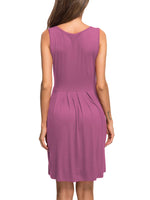 3 x Brand New AUSELILY Women s Summer Dress Sleeveless Mini Casual Pleated Knee Dress with Pocket XL,Purple  - RRP €81.0