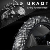 1 x RAW Customer Returns URAQT Car Steering Wheel Covers, Universal 36-38cm Steering Wheel Cover, Car Steering Wheel Cover with Bling Bling Sparkling Rhinestone for Most Cars White  - RRP €9.99