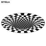 1 x RAW Customer Returns Merkts 3D Black and White Circle Stereo Vision Non-Slip Carpet for Bedroom Dining Room and Office Decoration 100x100cm - RRP €37.79